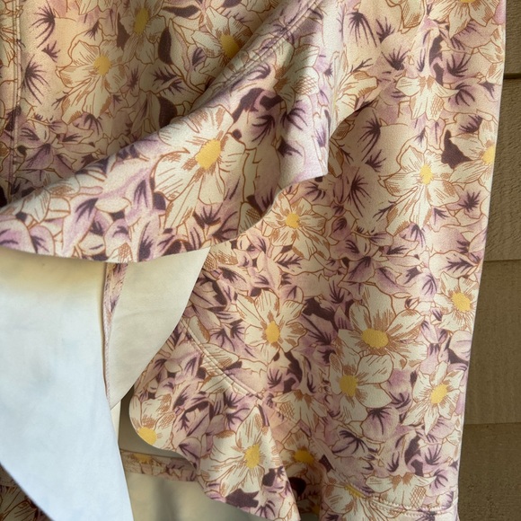 Anthropologie side ruffle skirt faux suede mellow lavender yellow tones Sz 4 - Picture 2 of 4